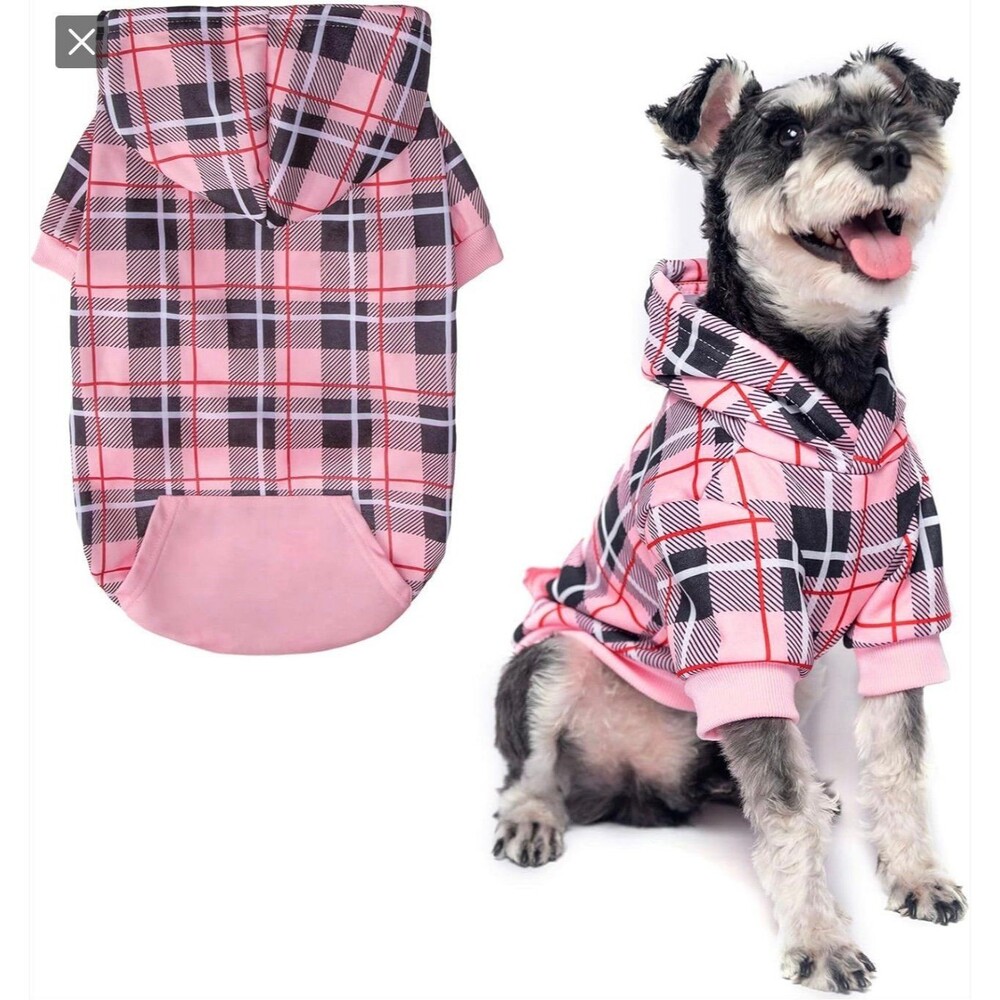 EXPAWLORER Plaid Dog Hoodie with Leash Hole Size XL New With Tag